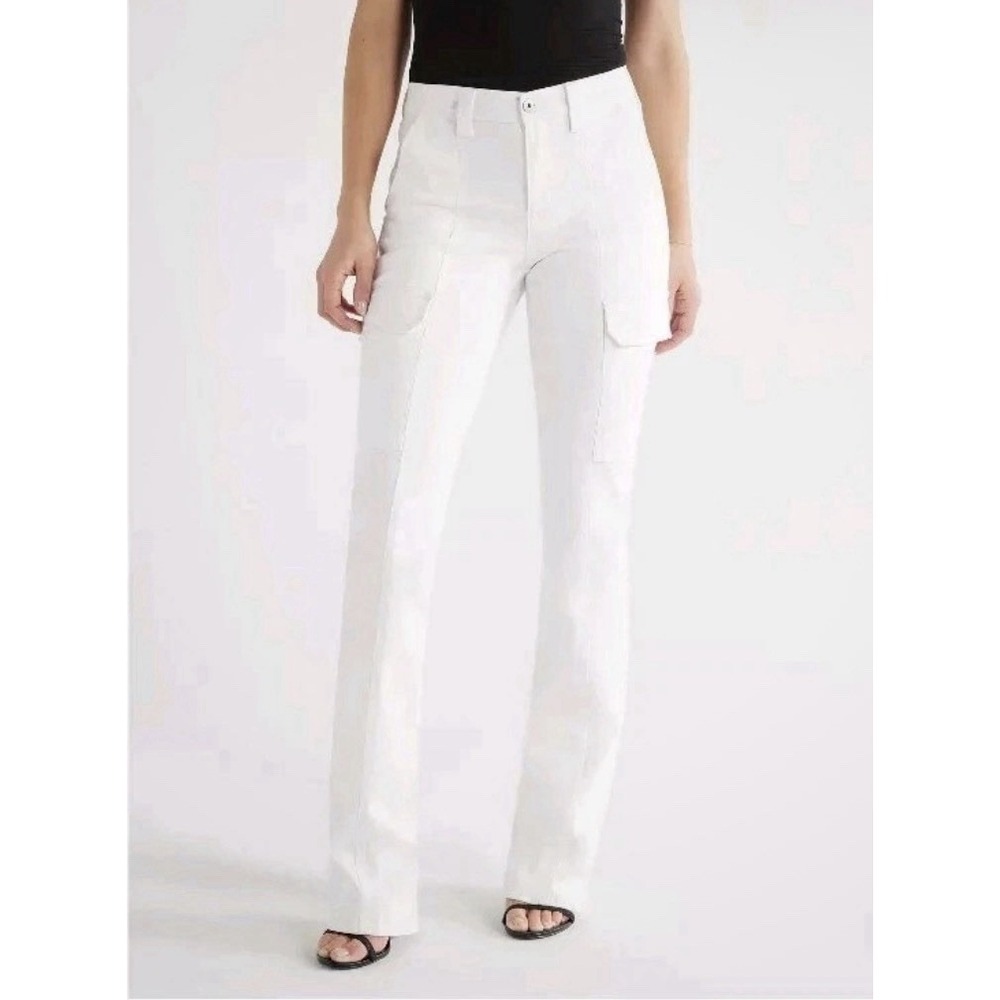 Sofia Jeans Women 16 Marisol Bootcut Mid Rise Cargo Jeans White Slimming NWT